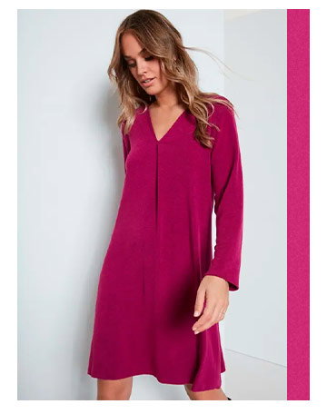 Vestido liso frambuesa