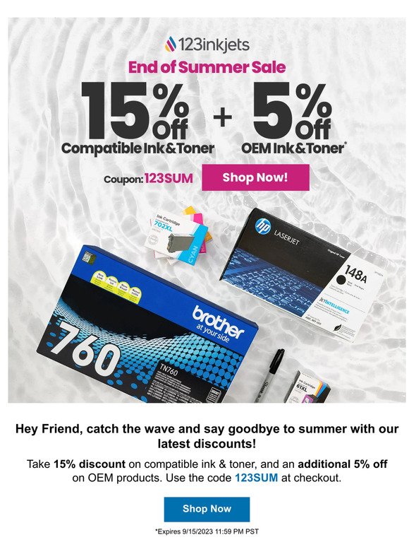 End of Summer Savings | Compatible & Brand Name Ink Cartridge Sale