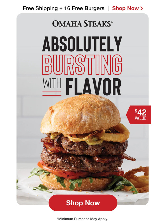 Hurry and score 16 FREE burgers & FREE shipping.
