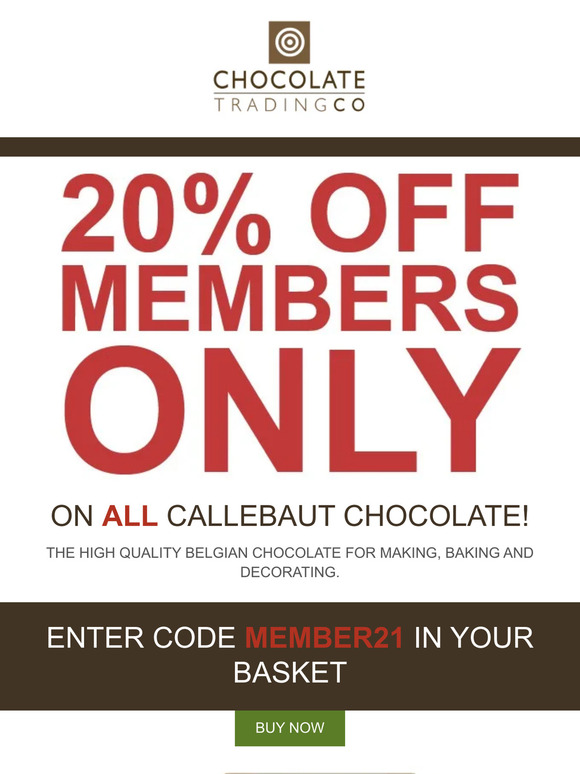 20% OFF CALLEBAUT UNTIL FRIDAY 15th SEPTEMBER (Midnight)