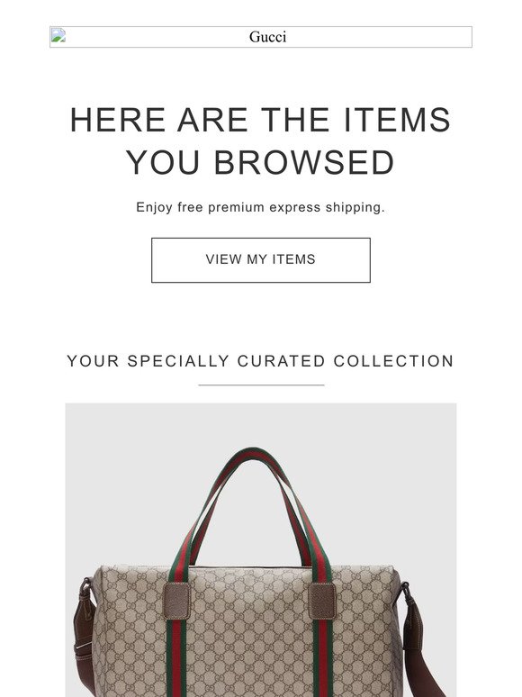 Complimentary express shipping on the Gucci items you viewed.