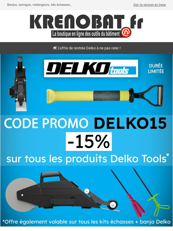 -15% sur TOUS les produits DelkoTools avec le code...