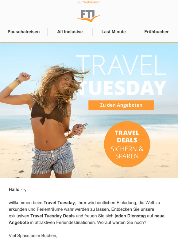 ☼ Es ist Travel Tuesday! Jeden Dienstag neue Top-Deals! ☼