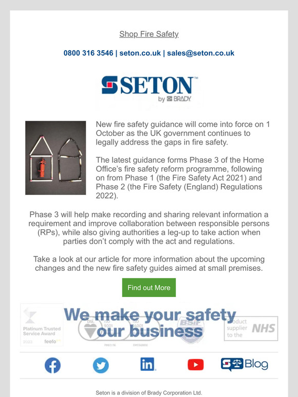New Fire Safety Guidance effective 1 October