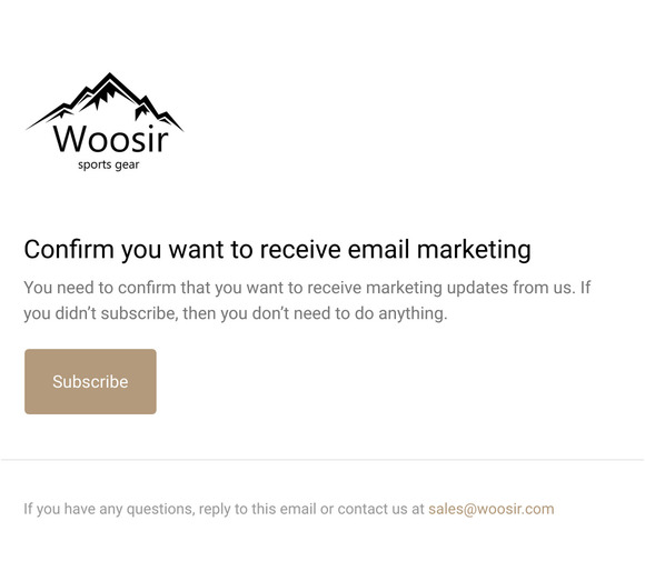 Confirm you want to receive email marketing