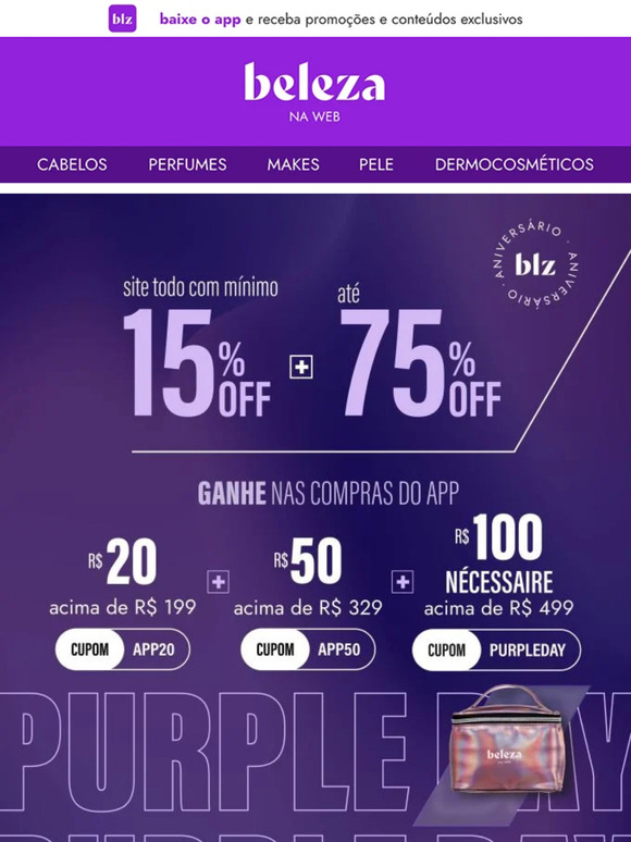 Começou: mínimo 15% OFF no aniversário da BLZ!