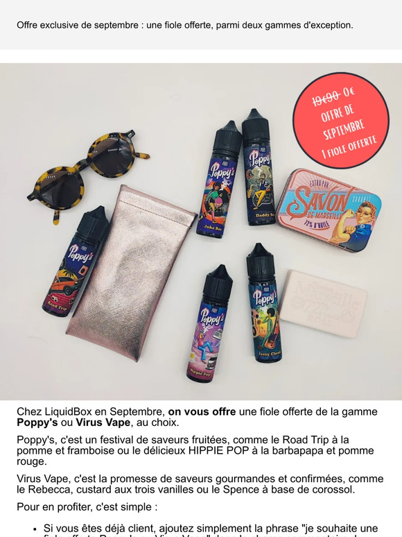 🎉 : Une fiole offerte pour égayer votre rentrée !