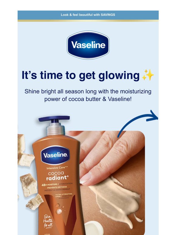 Let your radiance ✨ show with Vaseline Cocoa Radiant®
