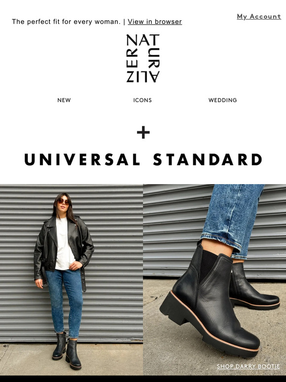 2 Brands. 1 Inclusive Mission | Naturalizer X Universal Standard: enjoy a FREE pair of jeans!
