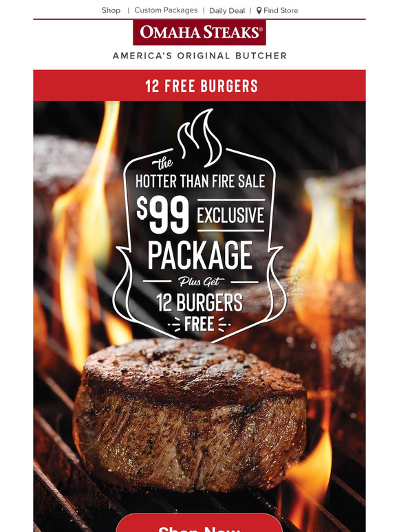Hot! $99 package + 12 FREE burgers!