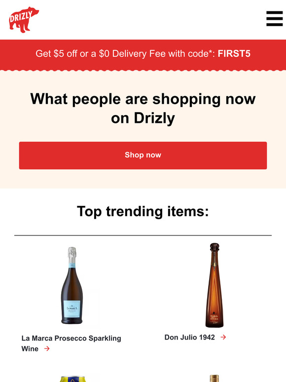 The top 10 trending drinks on Drizly