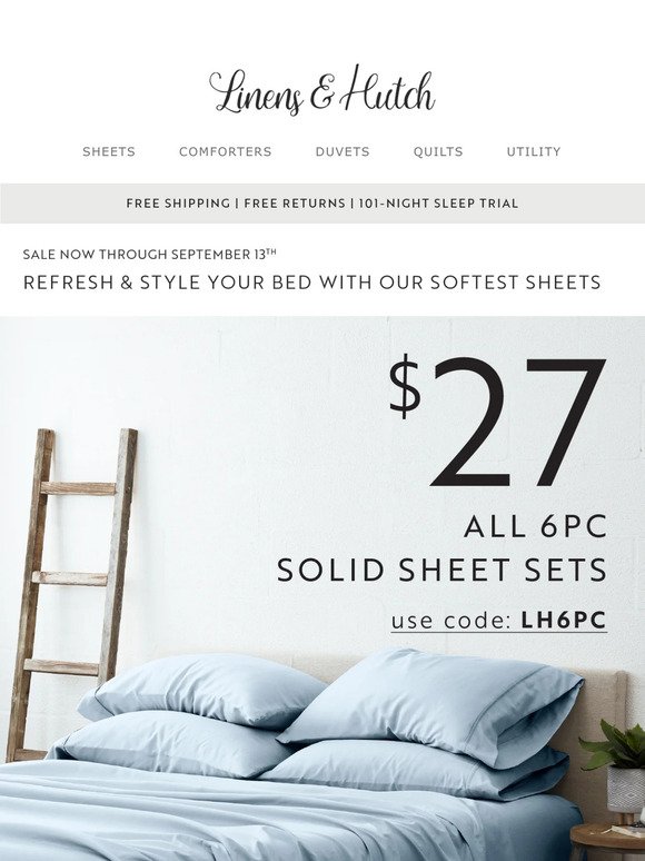 Sale Ending Soon: $27 All 6-Piece Solid Sheet Sets