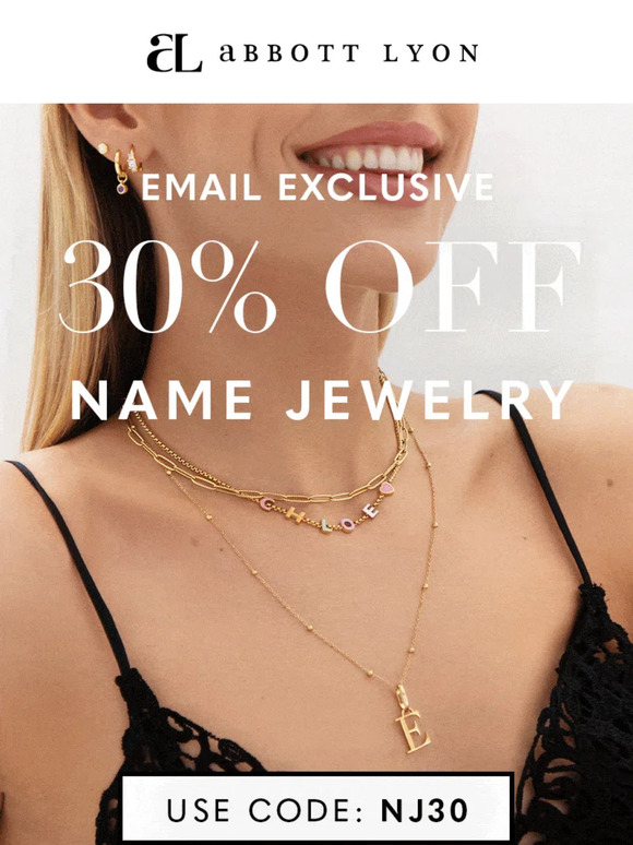 EXCLUSIVE 30% off Name Jewelry