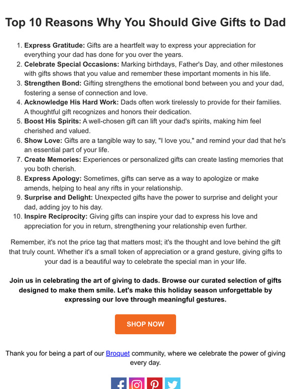 Celebrate Dad: Top 10 Reasons to Give Him Gifts