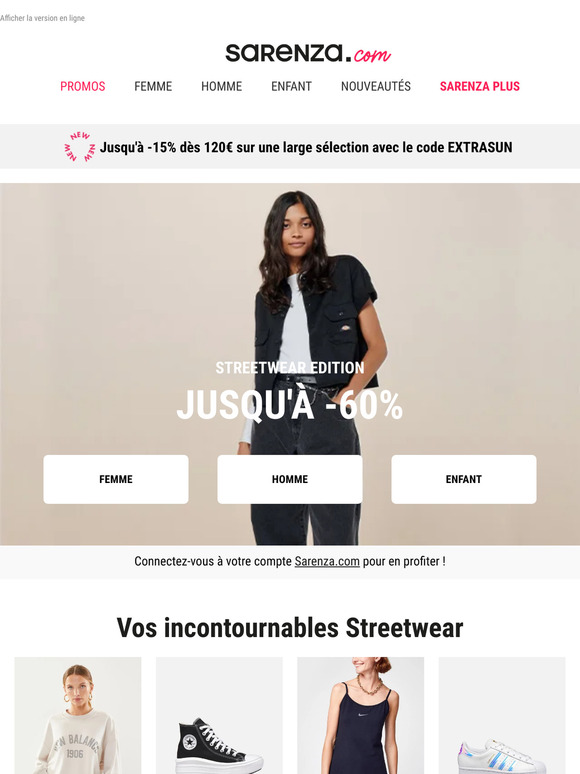 Jusqu'à -60% sur nos marques streetwear 👟