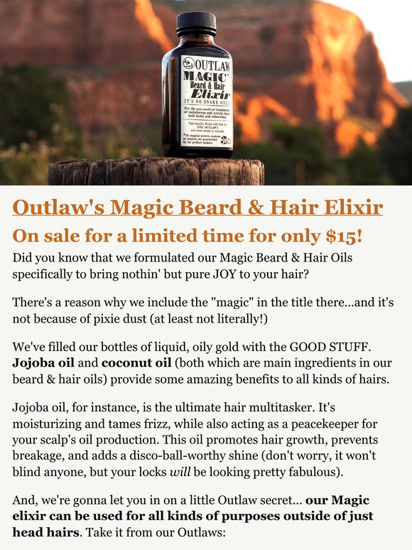 Outlaw's ✨Magic✨ Beard and Hair Elixir - now $15 for a limited time!