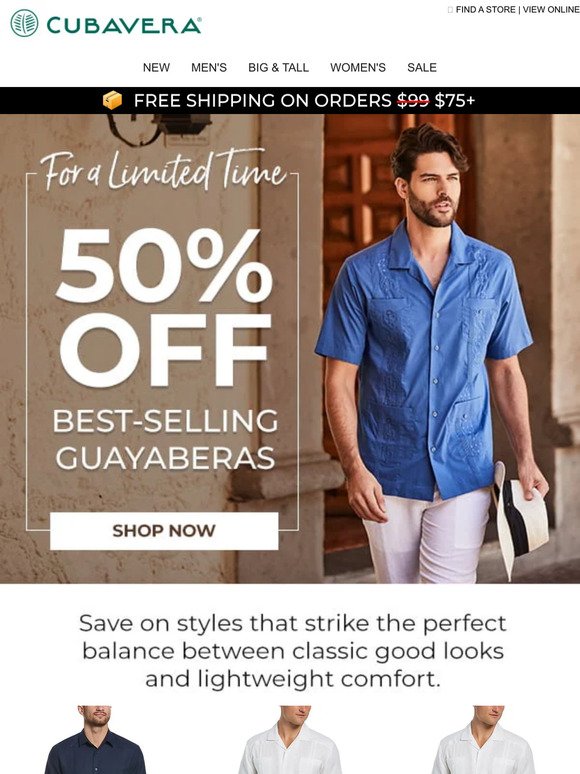 50% Off Best-Selling Guayaberas Starts Today