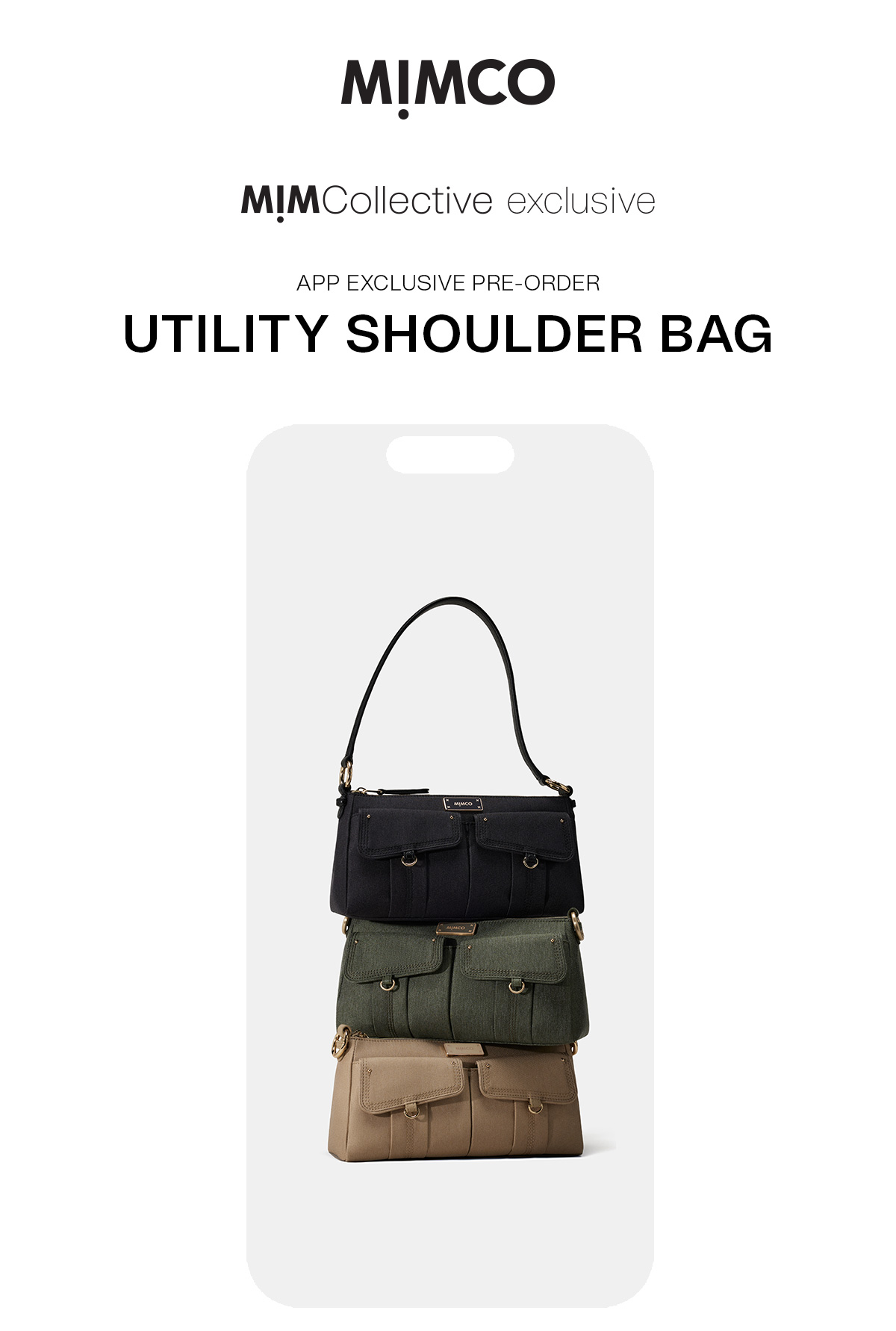 MIMCO App Exclusive Pre order Utility Shoulder Bag Milled