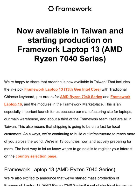 Now available in Taiwan and starting production on AMD Ryzen 7040 Series