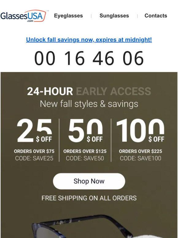 🎉🍂 Early access to Fall savings on eyeglasses & sunglasses inside!