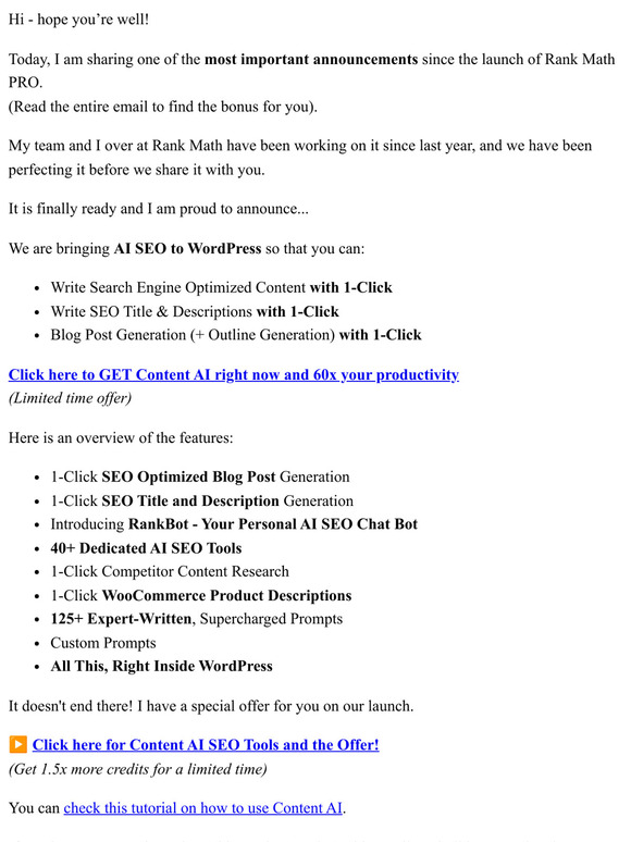 Re: [NEW!] AI SEO Launch, Live