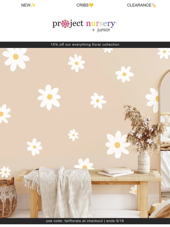 15% Off Floral Wallpapers + Wall Decals 🌻