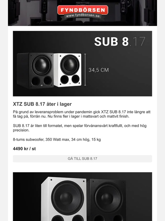 XTZ subwoofers åter i lager