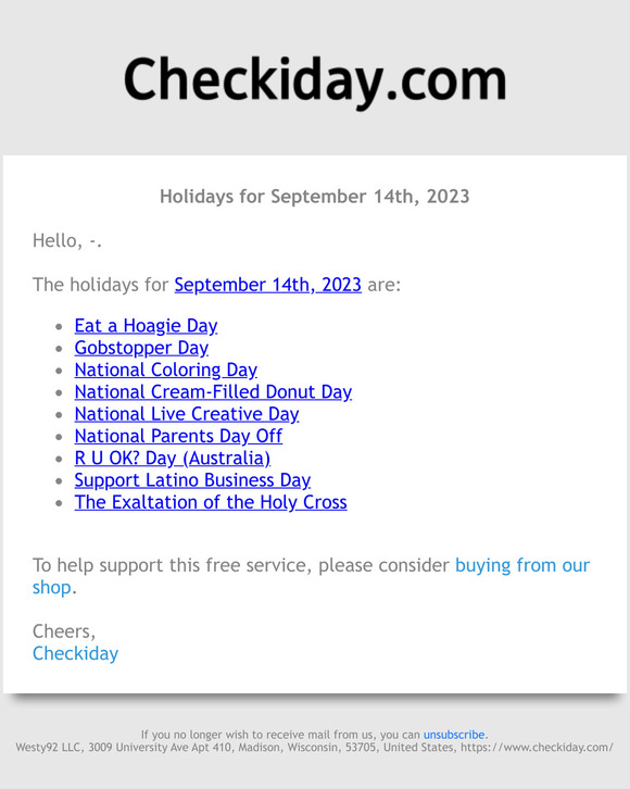 Checkiday: Holidays For September 14th, 2023! 📅🎉 | Milled