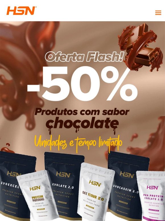 ​🎉 Dia Mundial do Chocolate! 🍫 50% Direto nos nossos sabores de 🍫 Só Hoje!