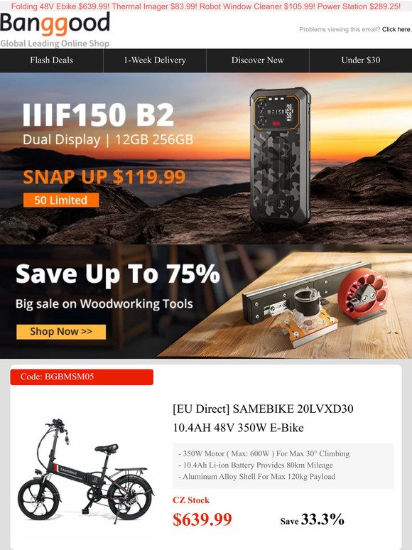 First 50Pcs $119.99 Snap Up! IIIF150 B2 12+256GB Rugged Phone New Release! 8inch Cordless Chainsaw $29.25! Hurry>>