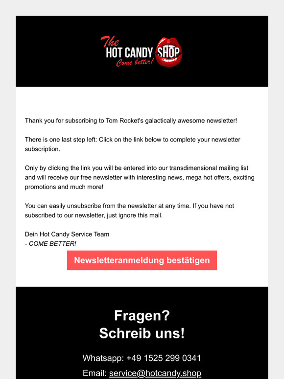 Bitte bestätige Deine Newsletter-Anmeldung