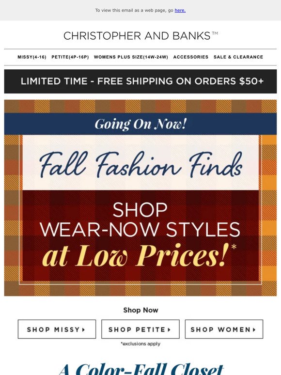 Color-Fall Styles Up to 80% OFF