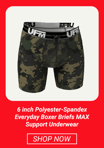 6 inch Polyester-Spandex Everyday Boxer Briefs MAX Support Underwear for Men