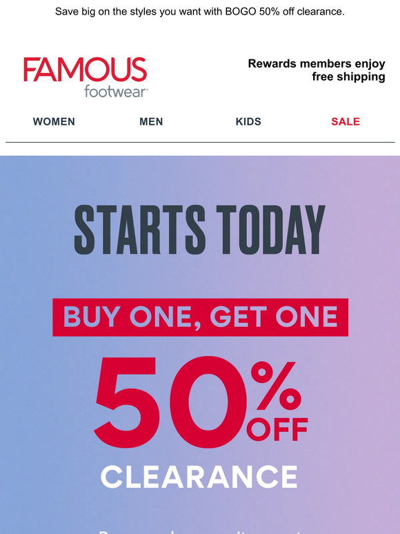 Starting today: BOGO 50% off clearance