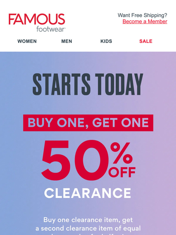 Famous footwear bogo sale on sale ends