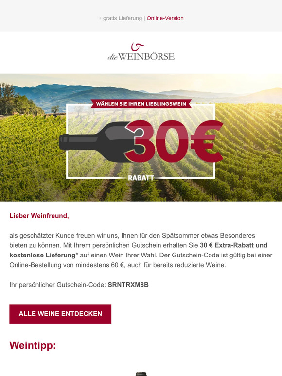 30 € Rabatt auf Ihre nächste Bestellung !