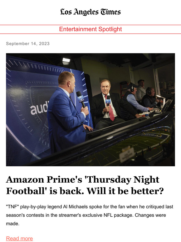 Prime's 'Thursday Night Football' is back. Will it be better? - Los  Angeles Times