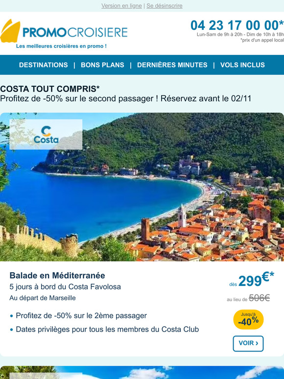⚓ COSTA | Partez en tout compris au meilleur prix