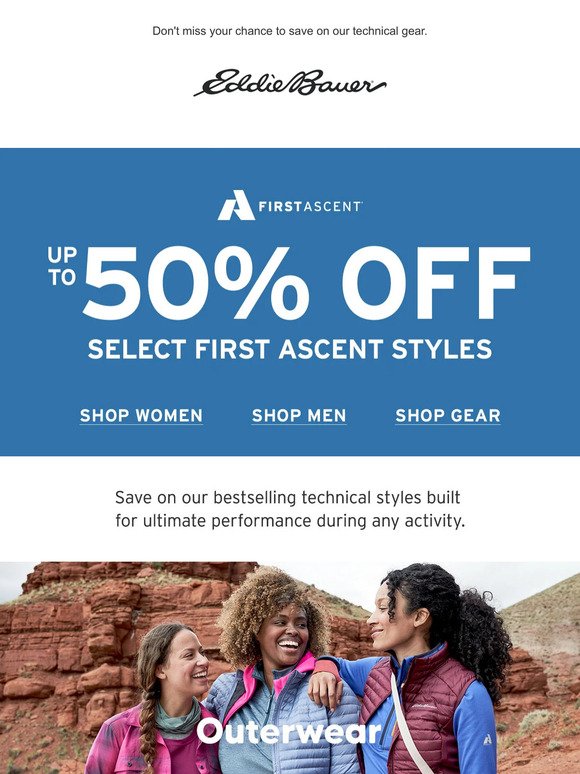 LIMITED TIME! Up To 50% Off Select First Ascent Styles