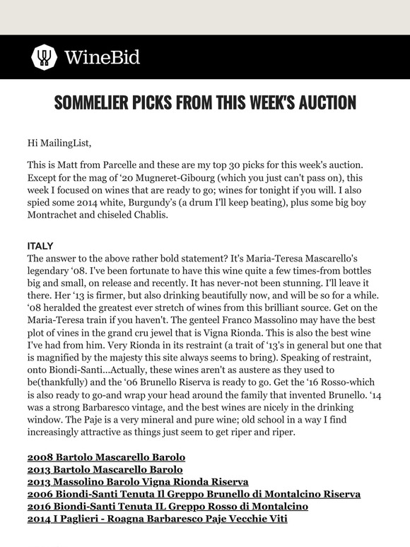 Bartolo Mascarello, ‘14 Ramonet, ‘00 Bordeaux, and More!