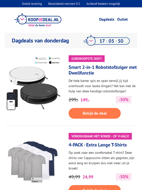 Robotstofzuiger | Lange T-Shirts | Batterijen | Sensor Prullenbak | Wasmiddel | Dekbed Dons | Compressiesokken | Acer Laptop | Vaatwastabletten - Luxe Kan Ook Betaalbaar Zijn! ✨