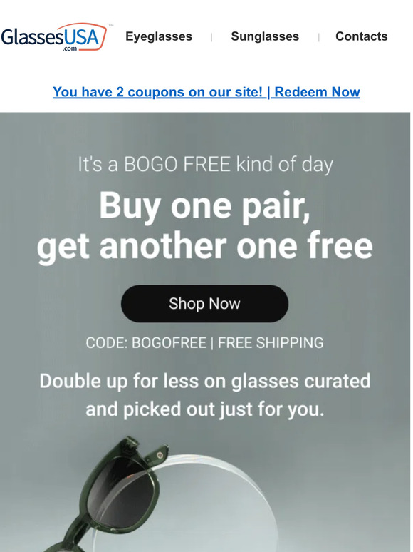 👓+👓 Buy glasses, get another pair FREE