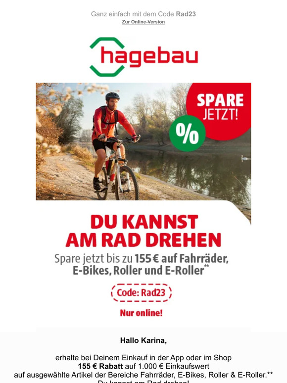 Du kannst am Rad drehen 🚴 Bis zu 155 € Rabatt!