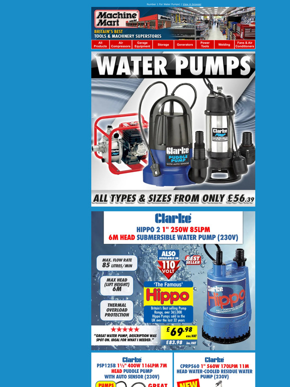 Machine Mart: Pumps - All Types & Sizes - In-Store, Online or Call | Milled