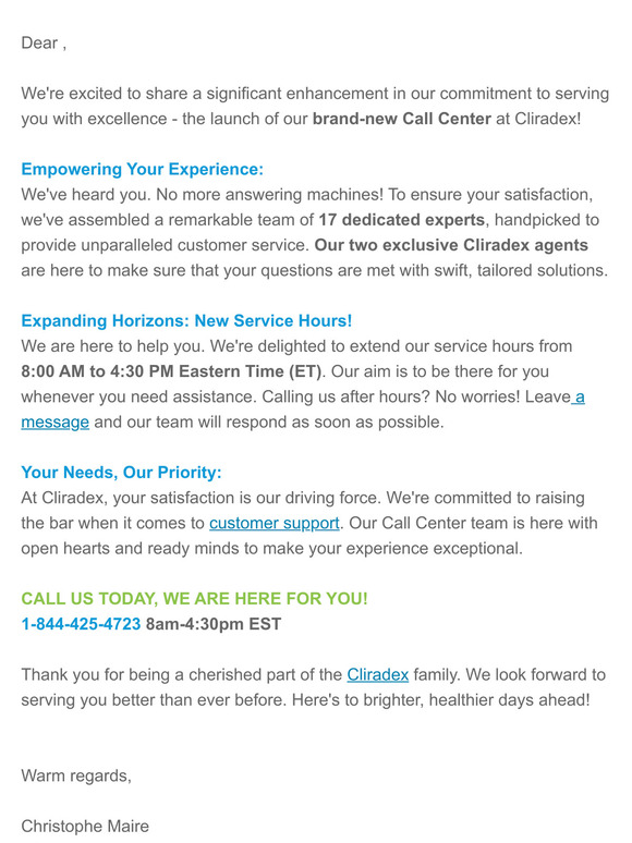 Elevating Your Experience: Introducing Our New Call Center and Extended Support Hours!