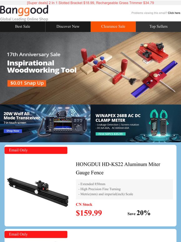 [Hot & New DIY Tools] HONGDUI HD-KS22 Miter Gauge Fence $159.99! WINAPEX 268B AC DC Clamp Meter $36.99>>