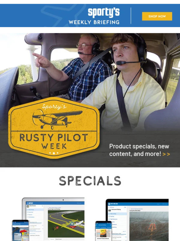 Sporty's Pilot Shop Rusty Pilot Week Starts Now Milled