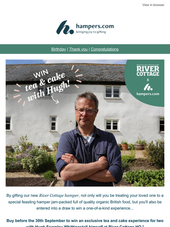 Win tea & cake with Hugh Fearnley-Whittingstall 🍰☕
