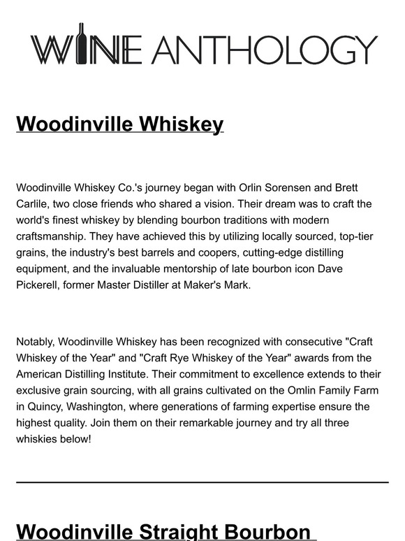 Wine Anthology Woodinville Whiskey collection 🥇 Carrying on the legacy