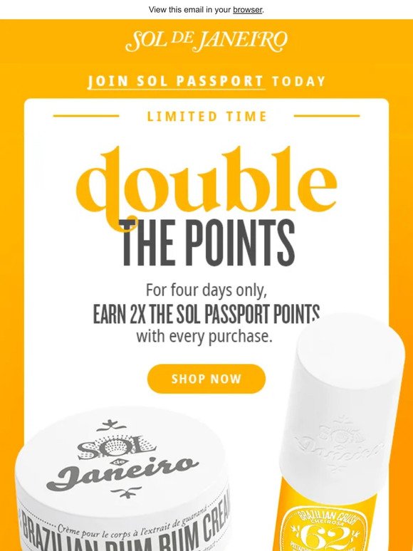 Surprise! Earn double the Sol Passport points.